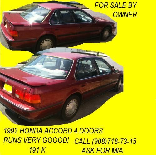 1992 honda accord ex sedan 4-door 2.2l runs very good ~191 k~ sale by owner
