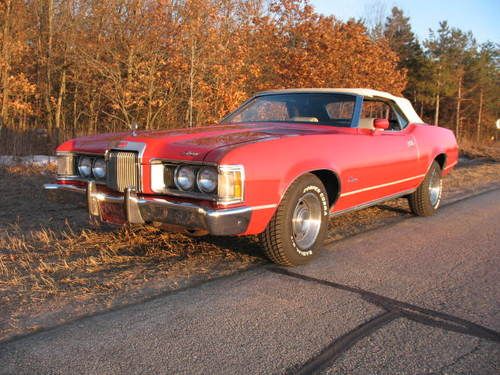 1973 cougar convertible, 351c, ps, pdb, cold ac, xr7, red, white top and int