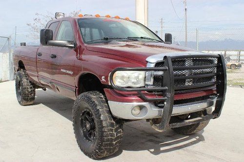 2003 dodge ram 3500 slt quad cab long bed 4wd damaged fixer runs! loaded diesel!