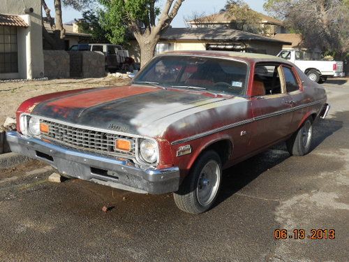 1973 chevy nova project car solid 350 hot street rat rod barn find hatchback