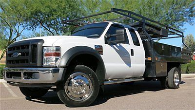 No reserve 2008 ford f450 f550 diesel flatbed w/ racks &amp; tool boxes az clean!!!!