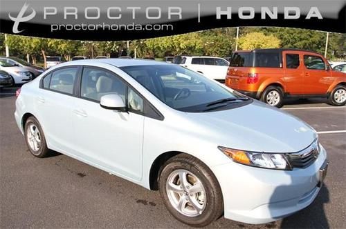 2012 honda civic compact natural gas cng gx navigation white w/$2000 gas card