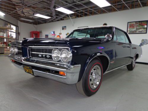 1964 pontiac gto, rotisserie restored, cal. black plates, loaded, like new, wow!