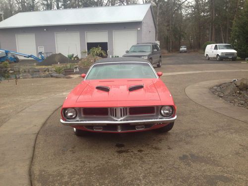 1972 cuda red w/ black stripe w/ 340 motor runs great drives great no reserve