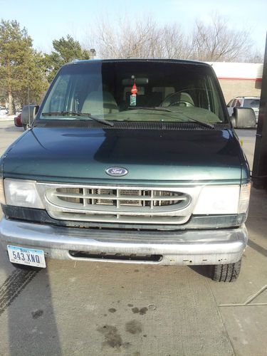 Ford e350 van, super duty - 15 passenger (missing one seat) 215,000 miles, green