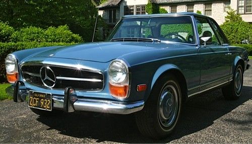 1969 mercedes 280sl auto a/c one owner 34k mi no rust black plate california car