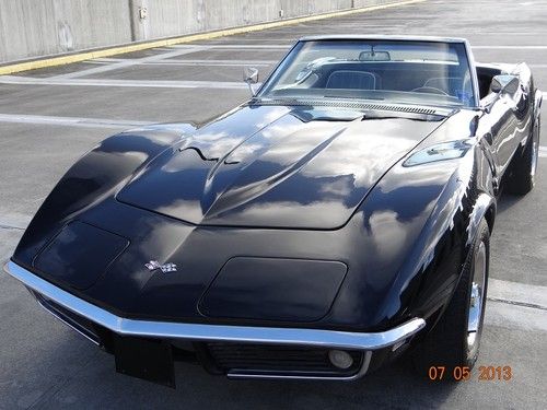 1968 corvette convertible 4spd manual custom interior, triple black