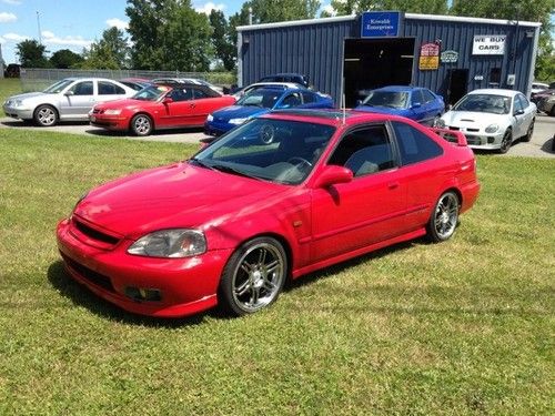 1999 honda si original em1 red coupe rare no rust fully loaded no reserve! l@@k