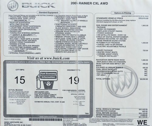 2005 Buick Rainier CXL Plus Sport Utility 4-Door 5.3L, image 18