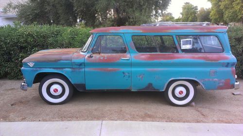 1966 gmc suburban carryall like chevy c10 but much more rare shortbed rat patina