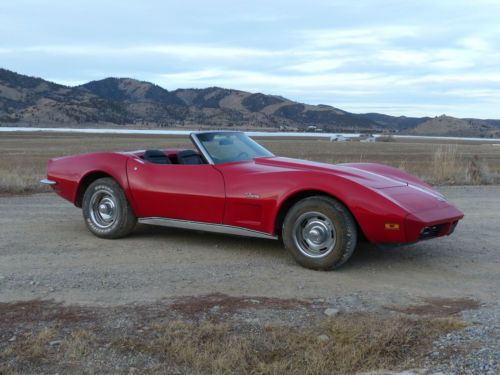 1973 corvette convertible factory red with black leather l82 rare car no reserve