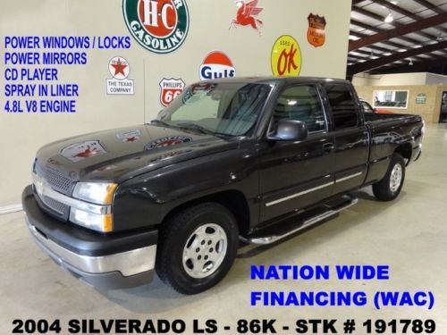 2004 silverado 1500 ext-cab ls 4x2,v8,cloth,spray in bedliner,86k,we finance!!