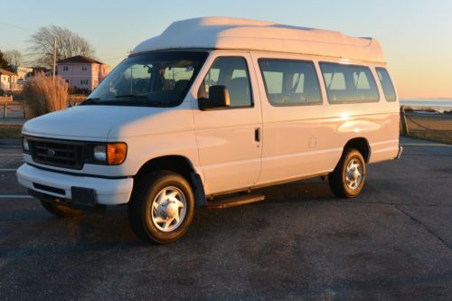 2007 ford e250 xlt 4.6l 14 passenger high top van shuttle bus transportation