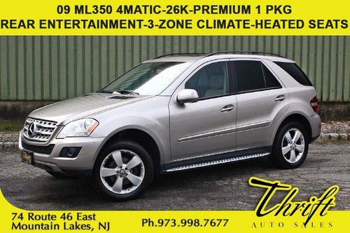 09 ml350 4matic-26k-premium 1 pkg-rear entertainment-3-zone climate-heated seats