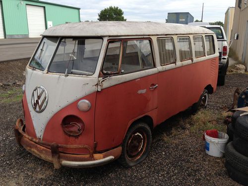 1965 deluxe vw bus original 13 window red volkswagen splitscreen split screen