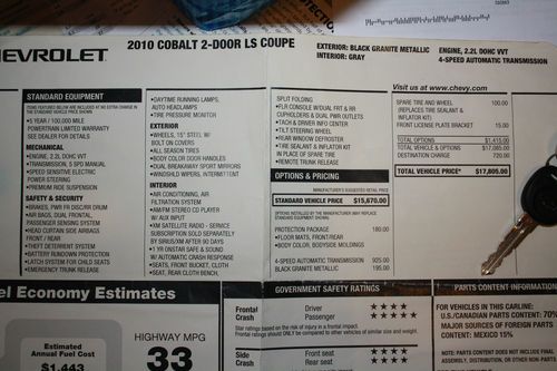 2010 Chevrolet Cobalt LS Coupe 2-Door 2.2L, Automatic, 8,100 Miles!, US $11,200.00, image 21