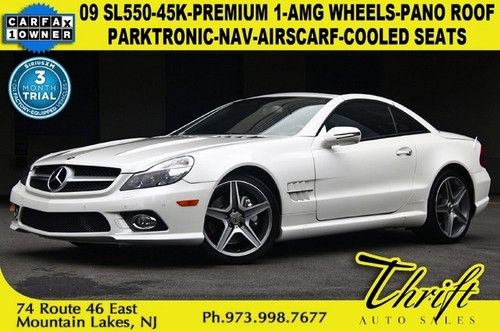 09 sl550-45k-premium 1-amg wheels-pano roof-parktronic-nav-airscarf-cooled seats