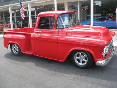 1956 chevrolet step side pickup torch red 454 700r4 disc brakes 12 bolt