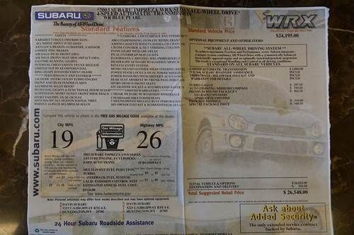 2003 Subaru Impreza WRX Sedan 4-Door 2.0L No Reserve One Owner Clean Carfax, image 5