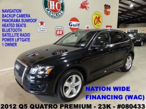 2012 q5 2.0t premium plus quattro,pano roof,nav,htd lth,19in whls,23k,we finance