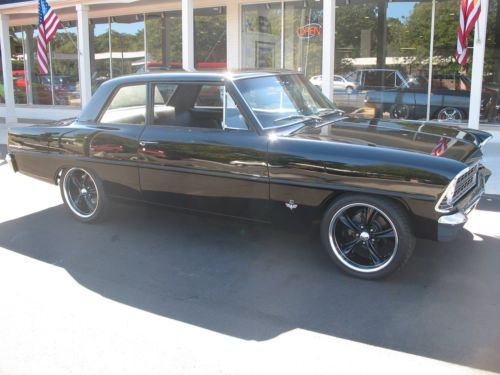1967 chevrolet nova tuxedo black fuel injected 350 4 wheel disc brake 9&#034; ford
