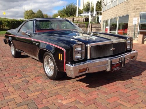 1977 chevrolet el camino classic - black on red, ac, chrome wheels, clean