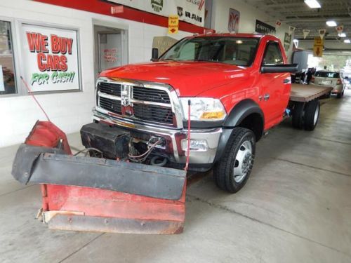 4x4 reg cab 6.7l cummins diesel 12&#039;x8&#039; flat bed western v blade snow plow slt