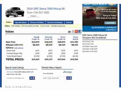 1-Owner 2010 Sierra 3500 Diesel 4x4 Dually SLE2 PowerSeat Duramax 6.6L Allison, US $24,835.00, image 4