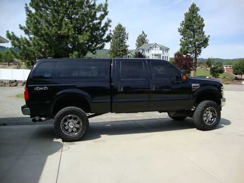 2008, f250, crew cab, diesel, turbo, black, lifted, custom stereo