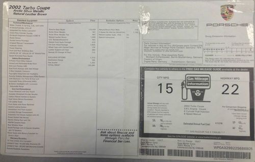 2002 Porsche 911 Turbo Coupe 2-Door Arctic Silver 6-Speed Manual, image 20