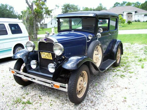 1930 ford model a tudor, blue with original trunk