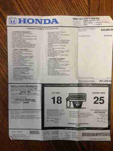 2003 Honda Odyssey EX Mini Passenger Van 5-Door 3.5L, US $4,000.00, image 11