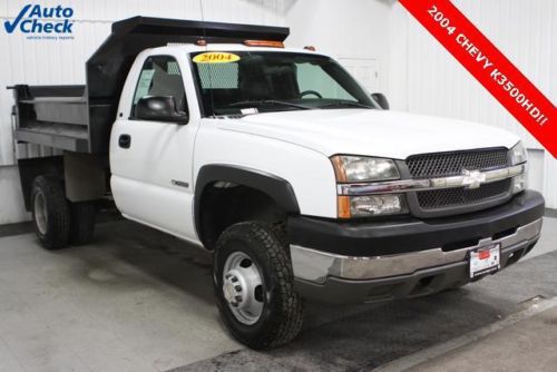 Used 04 chevy k3500hd 4x4 regular cab dump box 6.0l v8 low mileage work truck