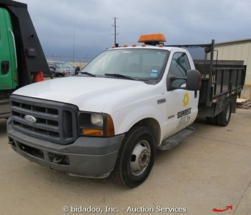 2006 ford f350xl 12&#039; flatbed stakebody pickup truck 6.0l powerstroke diesel lift