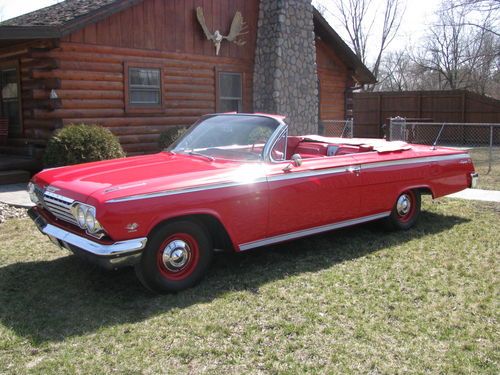 1962 chevrolet impala ss convertible. 409-409 hp, 4 sp posi, roman red, restored