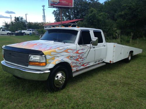 1994 ford f350 xlt 4 doors dually tow truck flat bed wrecker car hauler, florida