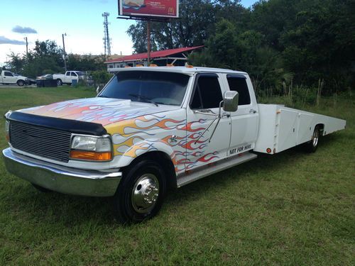 1994 ford f350 xlt 4 doors dually tow truck flat bed wrecker car hauler, florida