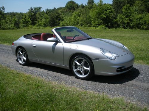 2002 porsche 911 carrera cabriolet, 6-speed, silver, red interior, 3.6l, 996