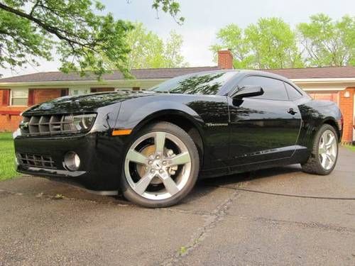 2010 chevrolet camaro 2lt rs-black/black, leather, sunroof, manual, stripes, 27k