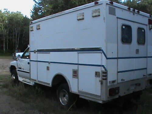 Dodge ram 3500 truck with attached ambulance box