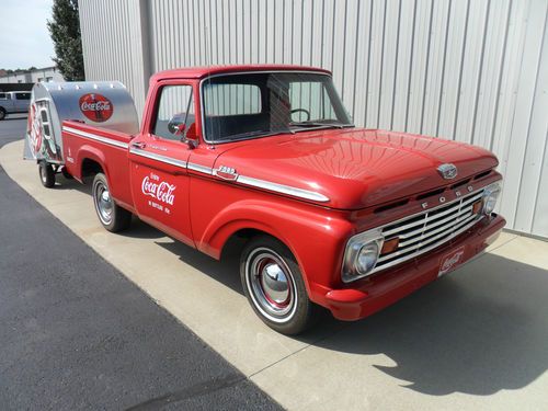 1963 ford coca cola pickup truck with teardrop coke trailer 272 v-8 classic