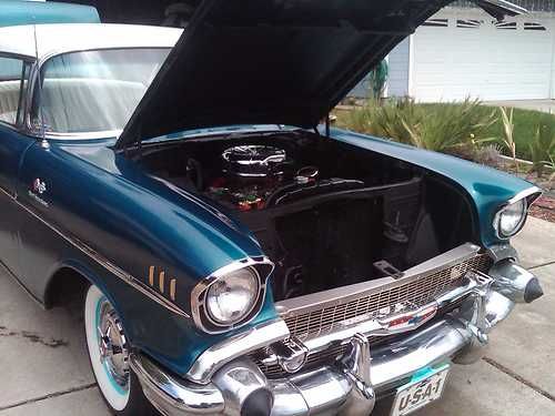 Chevrolet 1957 Bel Air 2tone Blue Metallic Teal and Cream Top  F.I. Tribute, US $25,000.00, image 7