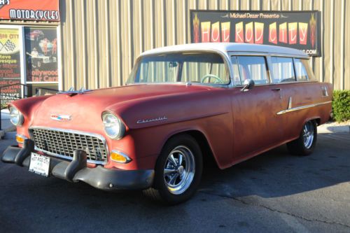 1955 chevrolet 2 door wagon - restore or rat rod - 350, auto, new ice cold ac !