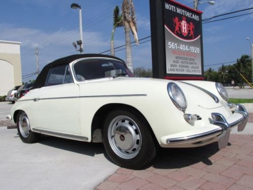 65 ivory porsche 356-c manual 4 speed convertible -red leather interior