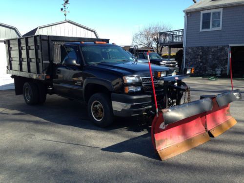 Chevy 3500 ls 4x4 allision duramax diesel 6.6l dump rack body western v plow