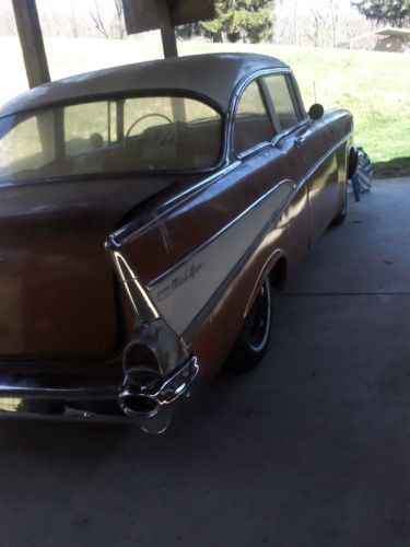 1957 chevy bel air, sierra gold and white, great condition