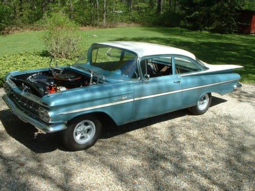 1959 chevy 2-door sedan 348 tri-power 4 speed posi rare radio heater delete drag