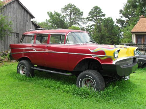 Rare &amp; one of a kind! custom 1957 chevy 210 wagon on 1975 ford 4wd frame
