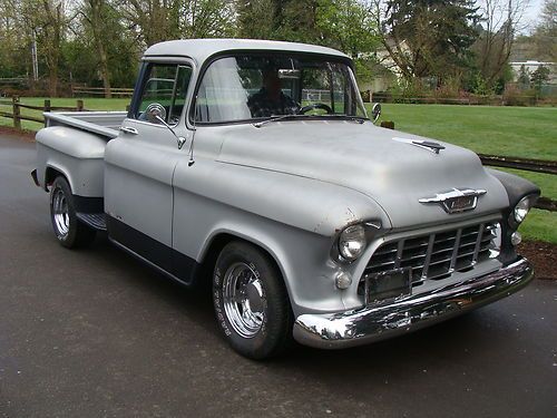 1955 chevrolet, 327 small block, step side, big window, pickup truck