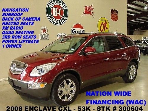 2008 enclave cxl,fwd,sunroof,nav,back-up,htd lth,bose,chrome whls,53k,we finance